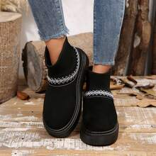 Boots For Women Winter Outdoor Snow Short Ankle Boots Platform Warm Lined Fuzzy Fluffy Shoes Indoor - 黑色 - 查看 7