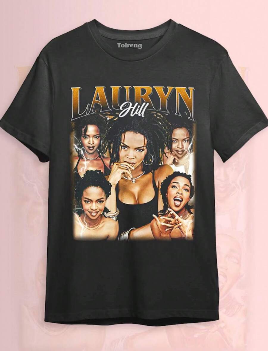 Lauryn Hill Vintage T-Shirt_ 90s R&B Music Fan Tee - Black - View 1