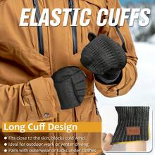 2-In-1 Convertible Fingerless Mittens For Men & Women - Warm, Touchscreen Compatible With 8 Fingers, Elastic Cuffs, High Elasticity & Anti-Skid Leather - Ideal For Winter Outdoor Activities, Daily Use - Grey - View 6