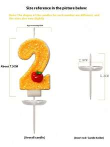 1支手工制作的黄色亮红色苹果生日蜡烛，适合装饰生日、周年纪念、纪念活动、主题派对和蛋糕，男女皆宜。 - 黃色 - 查看 7