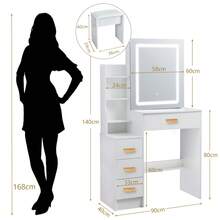 [Top-Wahl für Halloween- und Weihnachtsgeschenke] Schminktisch mit Spiegel, Frisiertisch, Make-up-Tisch mit Schubladen – skandinavischer moderner Stil, Massivholzkonstruktion, dimmbare LED-Touch-Sensor-Leuchten, geräumiger Aufbewahrungs-Organizer mit mehreren Fächern für alle Kosmetika, Hautpflegeprodukte, Schmuck und Accessoires | Perfekter Schminktisch für Schlafzimmer, Badezimmer, Organizer für Studentenwohnheime | Minimalistische, frische Ästhetik, mädchenhafte Wohnkultur, tolles Geschenk für Frauen, Teenager, Brautparty-Geschenk, lokales Lager