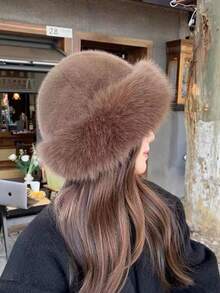 Winter Thick Warm Furry Beanies Hat Women Fashion Imitation Mink Fur Russian Cap Solid Color Plush Brimless Cap Brimless Ski Hat Hair Sleep Cap - Multicolor - View 3