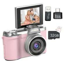 数码相机，1080P高清数码相机，拍摄数码相机，相机套装，180°翻转屏，8倍自动变焦，防抖，小巧便携，带读卡器，适合初学者，更适合作为生日、圣诞节和新年礼物