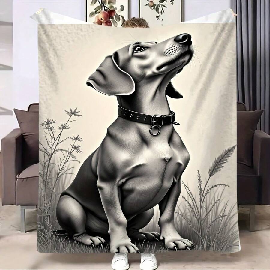Super Soft Cute Dachshund Prints Flannel Printed 3D Blanket, As Birthday Gifts, Family, Wedding, Souvenir Blankets, Polyester Blankets Suitable For All Seasons, Washable, Machine Washable, Lightweight, Breathable, Comfortable, Warm, Unique, 280gsm For Him, Her Personalized Ideal Gifts For Her, Him, Family, Boyfriend, Girlfriend, Father, Family, Mother, Lover, Daughter, Son, Grandfather, Grandmother, Friend, Classmate, Pet. Perfect Nap, Camping, Travel, Home, Daily Life, Office Decoration, Birthday, Anniversary, Valentine's Day, Thanksgiving, Christmas, Halloween, Mother's Day, Father's Day, Wedding, New Year Gifts ,Sofa,Bed,Car,Bedroom,Living Room,Office, Outdoor Camping, Beach,Wall Decoration - Nhiều màu 14 - Xem 1