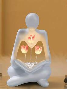 1pc Resin Statue Tulip Night Light Decoration, Modern Minimalist Living Room Home Decor Abstract Creative Personalized Ornament Birthday Gift