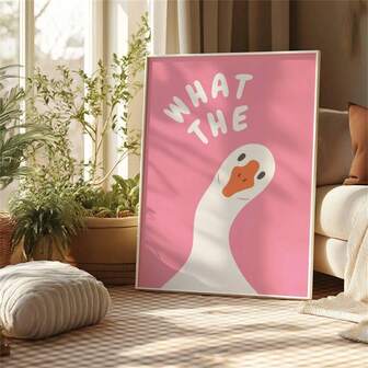 1pc What The Duck Print | Quote Wall Art | Girly Wall Art | Pink Typography Poster | Funny Wall Art | Retro Home Decor | Funny Aesthetic Decor Posters Canvas Painting Wall Arts Room Home Decoration Unframed