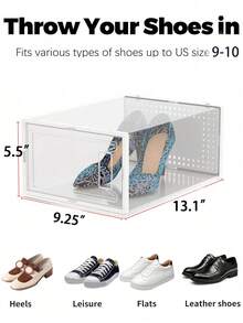 12 Pack Large Shoe Storage Organizer For Closet, Modular Space Saving Shoe Boxes Clear Plastic Stackable Containers Display Case Bins With Lids, Shoe Rack For Sneaker Storage, White - Trắng lớn - Xem 3