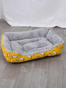 1pc Soft Pet Bed, Suitable For Cats And Small Dogs - Resilient Polyester Filled, White Daisy Design, Durable Indoor Sofa Cushion, Easy To Clean, Comfortable, Suitable For Indoor Pets, Cat Bed, Playful Pet Design, Easy Clean Material