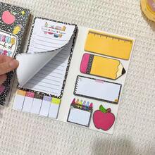 Mehrfarbiges Haftnotizen-Set im Lehrstil, beinhaltet Tafel, stiftförmige Notizen & bunte Markiersticker, selbstklebend & leicht abzureißen, hilft Lehrern effizient Unterrichtsaufgaben und Wissensannotation zu verwalten