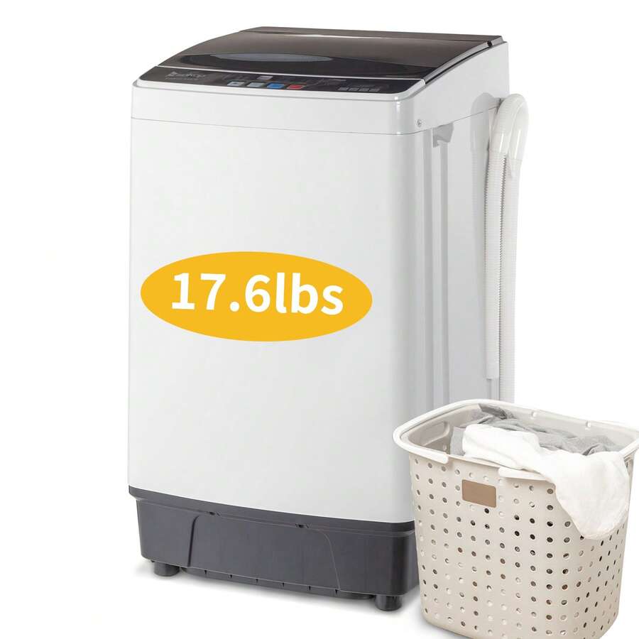 Full-Automatic Portable Washing Machine – 17.8Lbs Top Load Compact Washer, 10 Programs & 8 Water Level Selections, LED Display, Built-In Drain Pump, Black - 查看 1