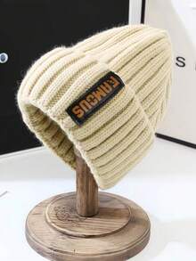 1pc Women's Winter Knit Hat, Korean Style Fashion Long Brim Beanie, Warm Ear Protection Headwrap Cuffed Knitted Cap - Multicolor - View 12