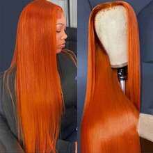 Brazilian Virgin Hair Natural #350 Ginger Orange Straight Wig 200% Density 13*4 HD Lace Front Wigs Human Frontal Hair Glueless Wigs Pre-Plucked With Baby Hair Ready To Wear No Glue Needed Pre Bleached Knots & Natural Hairline Soft And Natural Look - S350 - View 15