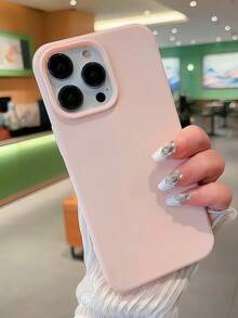 1pc Minimalist Light Pink TPU Soft Phone Case Compatible With Apple Model For IPhone14 15 16 17 17Promax/15/15pro/15plus/15Promax - Pink - View 3
