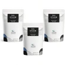 Sal Epsom Premium Natural baño jacuzzi spa relajante exfoliación masaje sulfato de magnesio 1KG Kit de 3 piezas - 1 - Ver 7