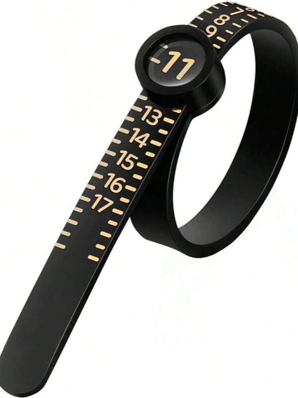 1PC Upgraded Black Ring Measurer With Magnifying Glass Adjustable Reusable Ring Size Measuring Tool US 1-17 Yards Accurate Measuring Ruler