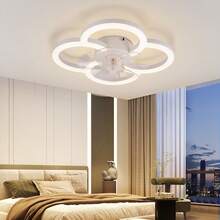 homefire Ventilatore da soffitto a LED con illuminazione - Ventilatore da soffitto silenzioso con telecomando, dimmerabile, lampada da soffitto per soggiorno, timer a 6 velocità, lampada da ventilatore bianca per camera dei ragazzi, ufficio, cameretta dei bambini