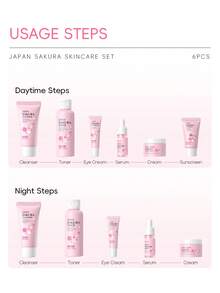 LAIKOU 一套莱寇樱花6件套及樱花4件旅行套装，保湿修护护肤套装，抗氧化护肤礼盒，保湿护肤礼品袋，适合旅行、露营、徒步、登山等户外活动，圣诞礼物 - 粉色 - 查看 10