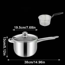 20cm Non-Stick Stainless Steel Chip Pan Fryer With Lid & Basket - Deep Frying. - Silver - View 3