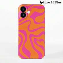 1 件极简主义电影不对称拼布图案硬质手机壳，表面光滑，适用于 11/12/13/14/15/16 Pro Max - 彩色 - 查看 62