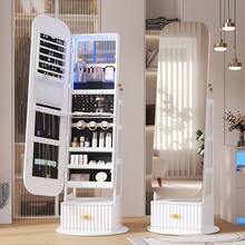HWB 360°Swivel Jewelry Organizer With Full Length Mirror With Lights,Jewelry Armoires Cabinet Standing With Drawer,Large Mirror Storage For Jewelry And Makeup(White) - White - View 10