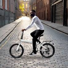 Folding Bike Foldable Bicycle With 7 Speed Gears 20-Inch Wheels Easy Folding City Bicycle With Disc Brake, Front And Rear Fenders - 白色 - 查看 8