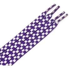 YJRVFINE Flat Checkered Shoe Laces: Wide 5/16" Patterned Shoelaces For Sneakers - 04 Tím Trắng-1 Đôi - Xem 2