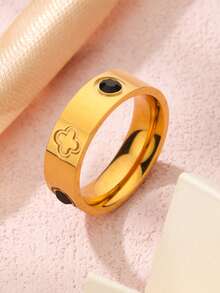 1 Stück modischer Zirkonia-Ring in Goldfarbe, Edelstahl, schöner Schmuckring für Frauen