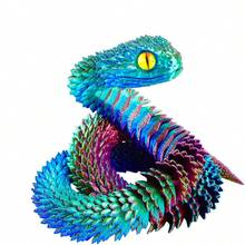 3D Printed Snake Figurine With Movable Joints - Colorful Home/Office Desktop Decor Sculpture, Suitable For Room Decoration, Halloween, Christmas, Thanksgiving Gift (Random Eye Style)