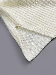 Women's V-Neck Fashionable & Elegant Solid Color Knitted Slit Long Sleeve Dress, Casual Everyday Wear