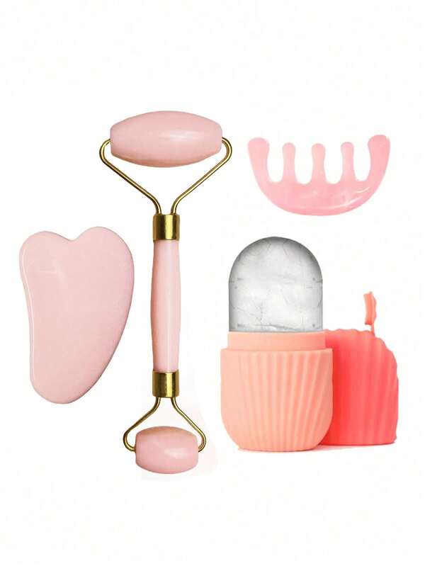 Set de massage facial au rouleau de jade - Rouleau facial en jade naturel, massage double-face soulage le stress et rajeunit la peau