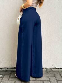 EMILI LLANAMODA Women's Elegant Casual Tailored Pantaloon Trousers - 藏蓝色 - 查看 2