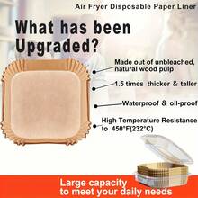 200/100/50pcs Air Fryer Liners, Non-Stick Paper Sheets For Baking, Roasting & Microwave - Easy Clean, Individual Paper For Healthier Cooking - Hotel & Commercial Use