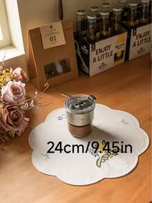 Cirelle 1pc/Multi-Pack White Embroidered Vintage American Style Fabric Coasters, Vase Mats, Decorative Mats, Floral, Minimalist, Practical For Daily Use, Parties, Holidays - White - View 11