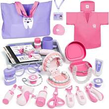 Lehoo Castle Juego de Doctor para Niños, Kit de Doctora Juguetes para Nina y Niño, Doctora Juguetes con Bata de Laboratorio y Instrumentos dentales, Regalos para Niño y Niña de 3+ Años - Juego de Dentista Niñas - Ver 1