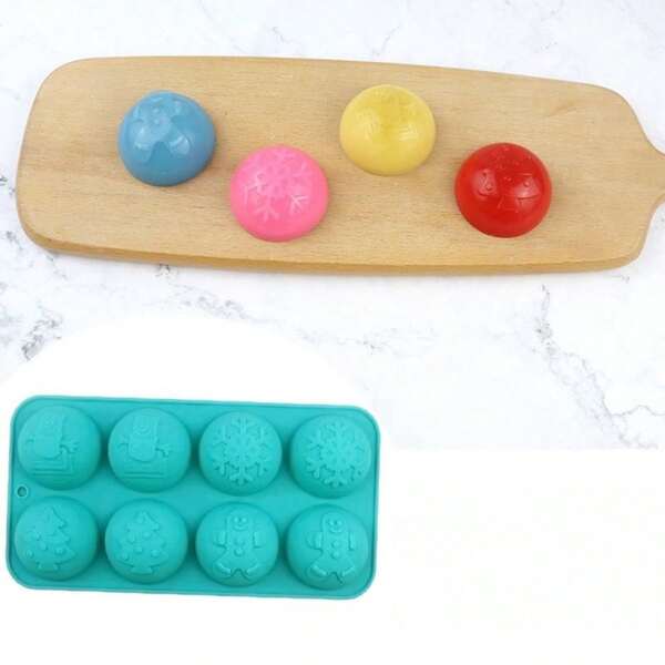 قالب خبز بتصميم عيد الميلاد قطعة واحدة، بتصميمات نجمة الثلج، رنة، شجرة عيد الميلاد، جورب بابا نويل، قالب سيليكون للخبز، قالب حلوى وكعك وشوكولاتة لحفلات الحلويات