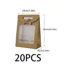 5/10pcs/Set Kraft Paper Gift Bag With Transparent Window And Handle - Used For Packaging Candies, Weddings, Thanksgiving And Parties Back To School Valentine Day - Multicolor - View 15
