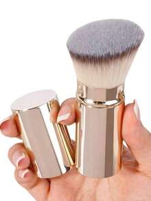 1/2 Pcs Retractable Face Makeup Brushes Set - Foundation Brush, Powder Brush, Blush Brush, Portable Travel Makeup Brushes With Aluminum Tube And Cover,Foundation Brush,Concealer Brush,Blush Brush,Contour Brush,Blush Brush,Bronzer Brush,Powder Brush,Foundation Brush,Blush Brush - Rose Gold - View 3