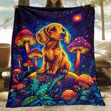 Super Soft Cute Dachshund Prints Flannel Printed 3D Blanket, As Birthday Gifts, Family, Wedding, Souvenir Blankets, Polyester Blankets Suitable For All Seasons, Washable, Machine Washable, Lightweight, Breathable, Comfortable, Warm, Unique, 280gsm For Him, Her Personalized Ideal Gifts For Her, Him, Family, Boyfriend, Girlfriend, Father, Family, Mother, Lover, Daughter, Son, Grandfather, Grandmother, Friend, Classmate, Pet.   Perfect Nap, Camping, Travel, Home, Daily Life, Office Decoration, Birthday, Anniversary, Valentine's Day, Thanksgiving, Christmas, Halloween, Mother's Day, Father's Day, Wedding, New Year Gifts ,Sofa,Bed,Car,Bedroom,Living Room,Office,  Outdoor Camping, Beach,Wall Decoration - 多色19 - 查看 4