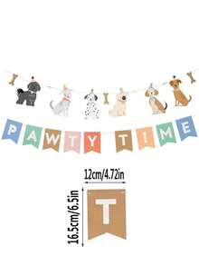 23pcs Dog Themed Print Birthday Party Decorations, Including Pennant Flags, Letter Banners, Colorful Flags For Party Atmosphere And Props - Multicolor - View 9
