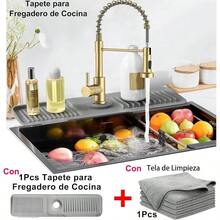 Actualizado Grifo de Cocina de Acero Inoxidable - 1 Elegant Dorado Mezcladora para Fregadero+1 Tapete Grifo+1 Pao Limpieza, Llaves para Fregadero de Cocina de Agua Caliente y Fra - inicial - Ver 4