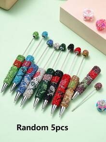 1/3/5/10pcs Multi-Color Luxury Full Crystal Ballpoint Pen With Smooth Black Ink, Creative DIY Jewelry Pen, School/Office/Study Supplies, Gift - Bead Pen - View 23