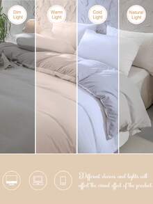 Bộ ga trải giường 3 món bằng polyester (1 ga trải giường + 2 vỏ gối, không bao gồm chăn bông), thiết kế hai màu cổ điển với điểm nhấn bóng bẩy, mềm mại và thân thiện với da, phù hợp cho phòng ngủ và mọi mùa. - Nhiều màu - Xem 8