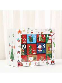 1Set Christmas Advent Calendar Boxes 24 Days Advent Countdown Gift Boxes Christmas Cardboard Number Empty Boxes Xmas Holiday Decoration For Fill Your Own Gift Box Xmas Gifts - Red - View 7