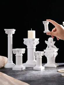 1 tượng cột La Mã cổ điển màu trắng kiểu Châu Âu, đế nến hình cột La Mã nghệ thuật, đồ trang trí nhà cửa ấm cúng, thích hợp cho trang trí nhà cửa, đám cưới, tiệc lễ hội. - trắng - Xem 12