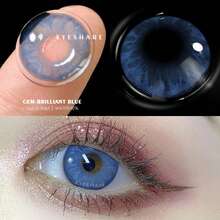 EYESHARE 2 Pcs Colored Contact Lenses For Eyes Gem Blue Colored Lens Natural Purple Eyes Contact Yearly Blue Beauty Makeup Eyes Lens,14.0mm- No Degree - GEM-BRILLIANT-BLUE - 查看 3