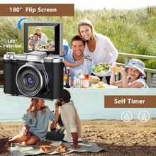 数码相机，1080P高清数码相机，拍摄数码相机，相机套装，180°翻转屏，8倍自动变焦，防抖，小巧便携，带读卡器，适合初学者，更适合作为生日、圣诞节和新年礼物