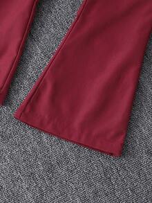 Young Girls Vintage Style Shirt Collar Blouse With Double-Breasted Button Decor + Elastic Waist Casual Pants Two Pieces Set, Comfortable For Daily Wear And Outings, Autumn/Winter