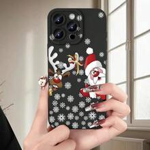 Funda de Teléfono de Santa Claus y Reno para iPhone 17 aire/16/15/14/13/12/11. Profesional máximo 14/15 más dieciséis E 12/13MINI, X/XR/XSMax, compatible con Samsung Galaxy UN 03/A03core/A04/A04E/A05/A05s/A06/A12/A13/A15/A16/A21s/A24/A25/A32/A34/A35/A54/A55/A81,S10E/S20/S21/S22/S23/S24 FE/Plus/Ultra, F15, M35/M55 Funda para teléfono móvil para Note10/Note10Plus/Note20/Note20Ultra, carcasa suave de TPU, adecuada tanto para hombres como mujeres, simple y elegante, protección anti-caída. - Negro - Ver 2