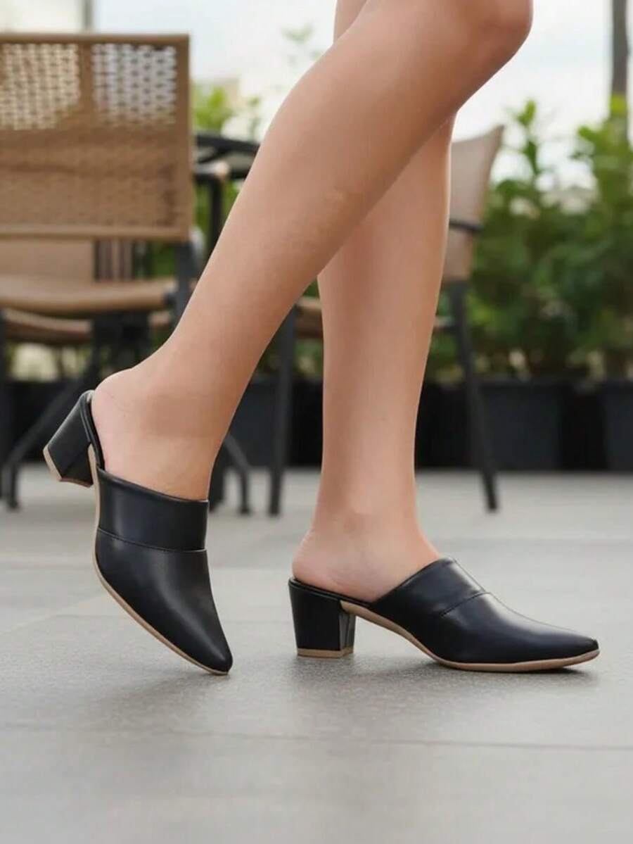 Scarpin Mule Feminino Salto Bico Fino Leve Confortável Casual