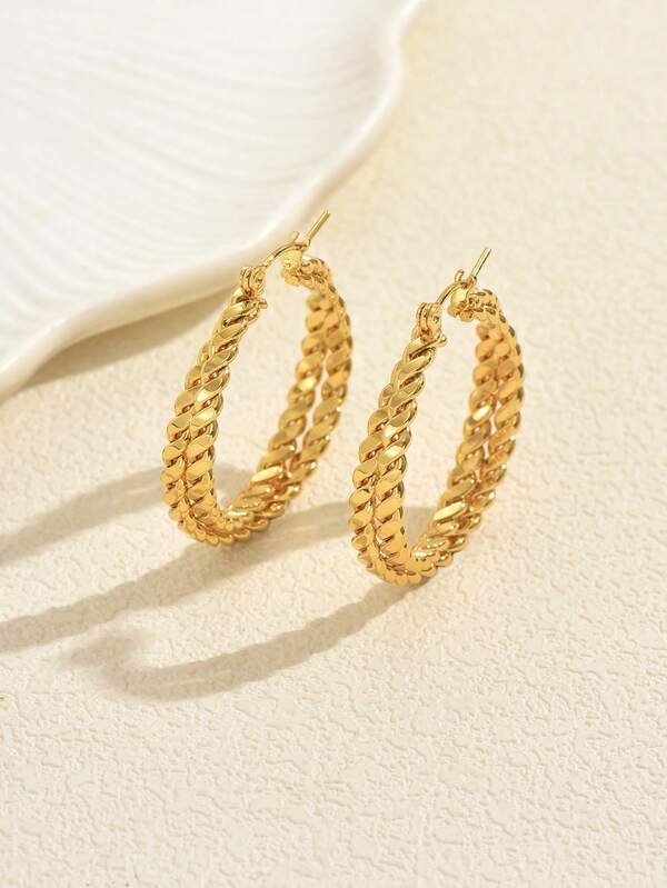 1 Paar Edelstahl Weizenähren Manschetten Creolen, minimalistisches Design, elegant für den täglichen Gebrauch, Partys und Zusammenkünfte